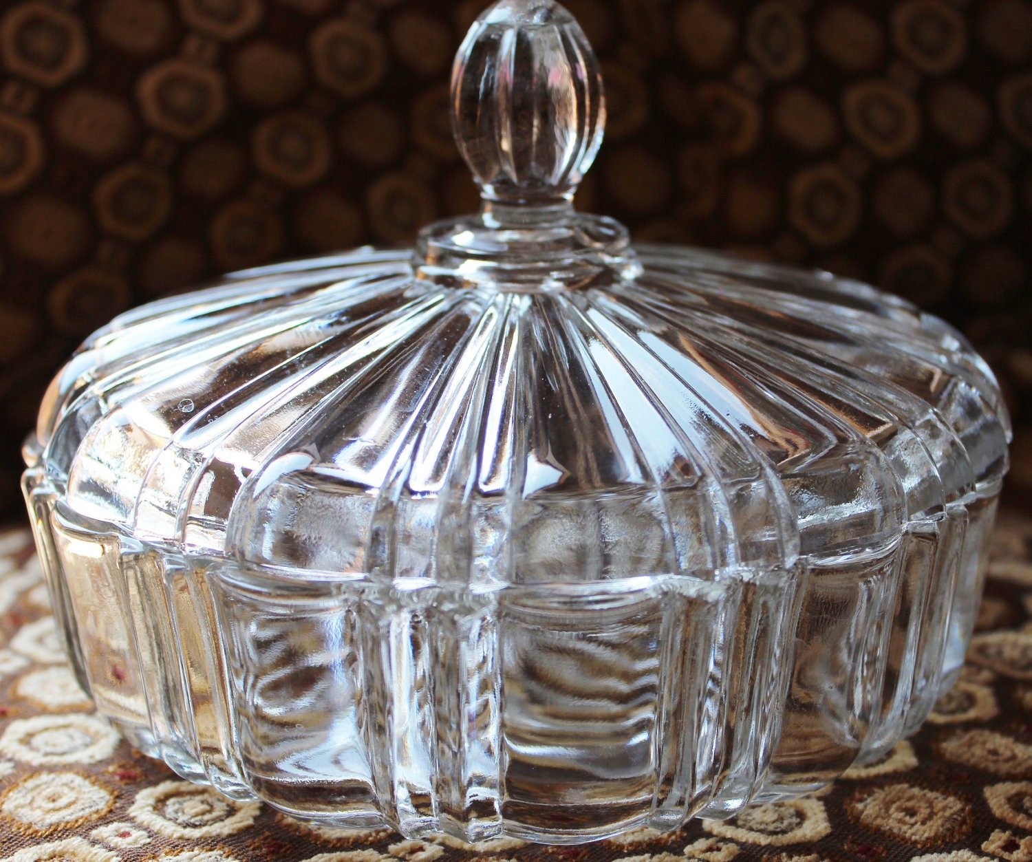 Vintage Glass Covered Candy Dish Anchor Hocking By Losttreasures2u 