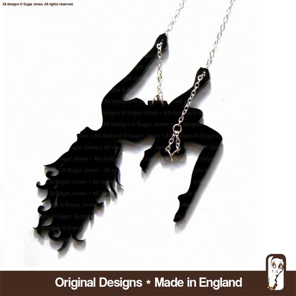 Swing Girl Pendant Necklace - Showgirl Sassy Swinging Lassy - Sugar Jones UK