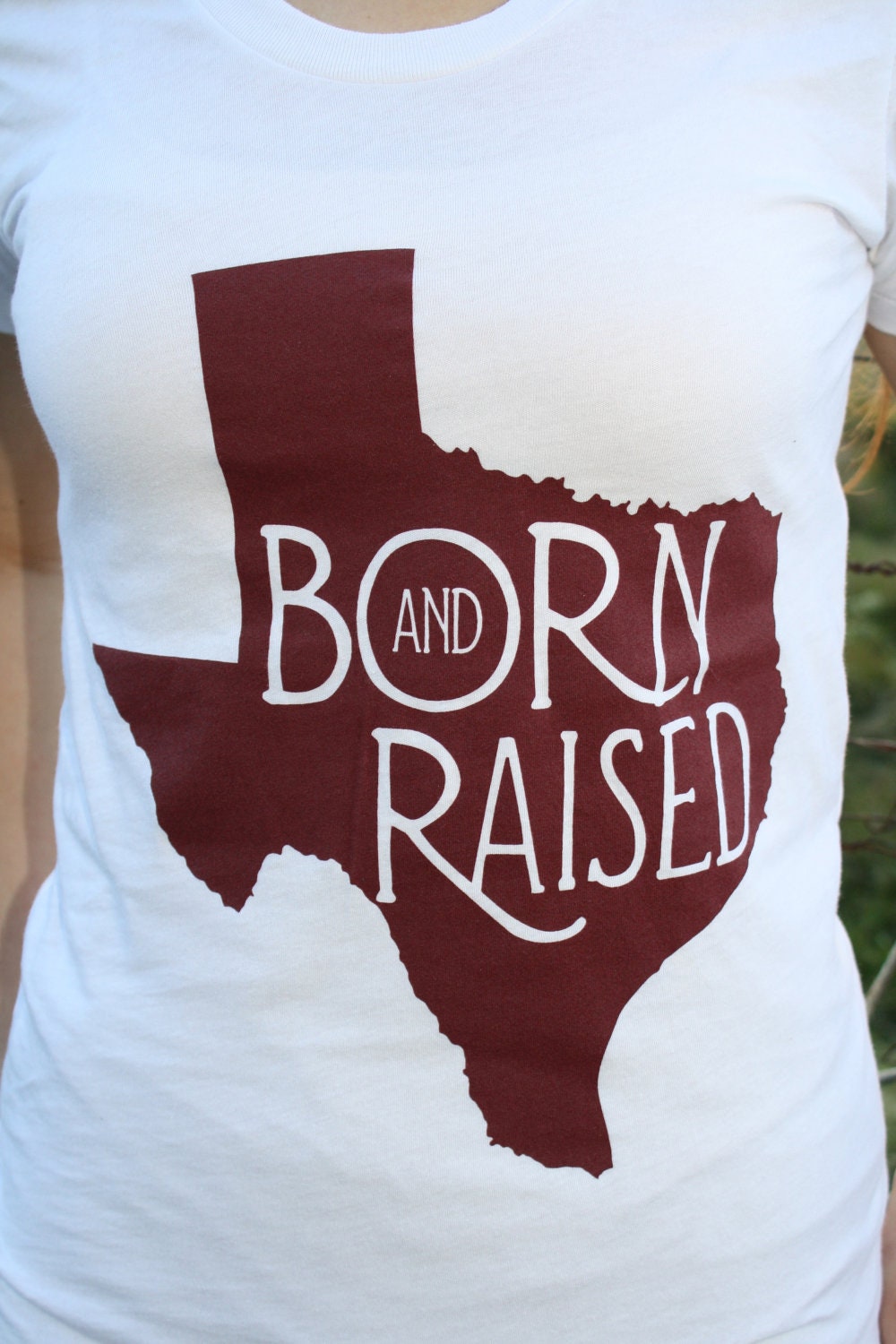 SALE XXLarge Texas "Born & Raised" TX Aggie Maroon "Gig 'em" Tshirt American Apparel Adorable Sexy Cute Unisex White Shirt