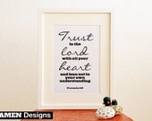 Trust in the Lord. Proverbs 3:5. 8x10.  DIY Printable Christian Poster. PDF.Bible Verse.