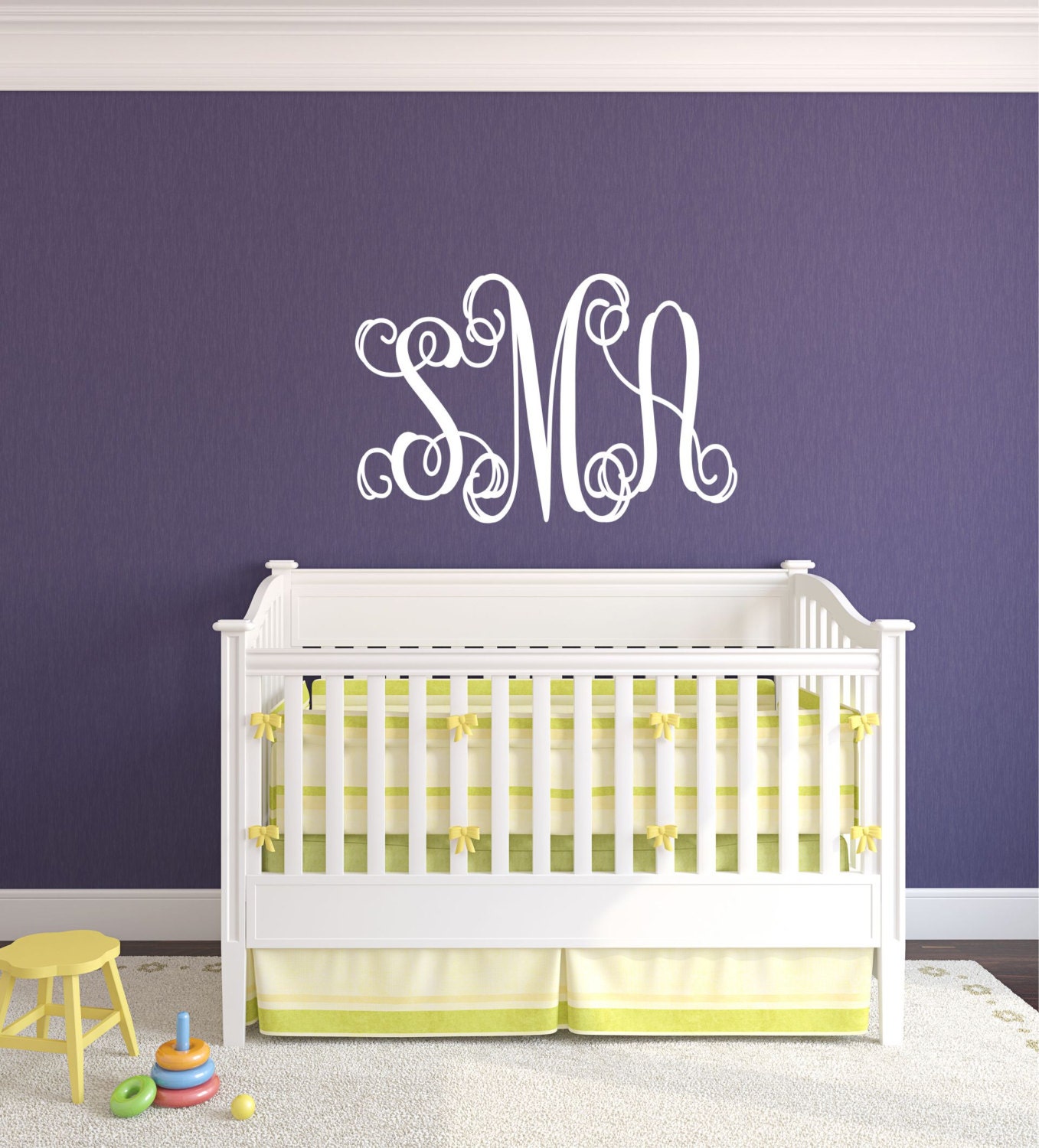 Childrens Wall Decals- Monogram Name Wall decals - Custom Name Wall Art - Girls Wall Decals - Baby Name Wall Decals