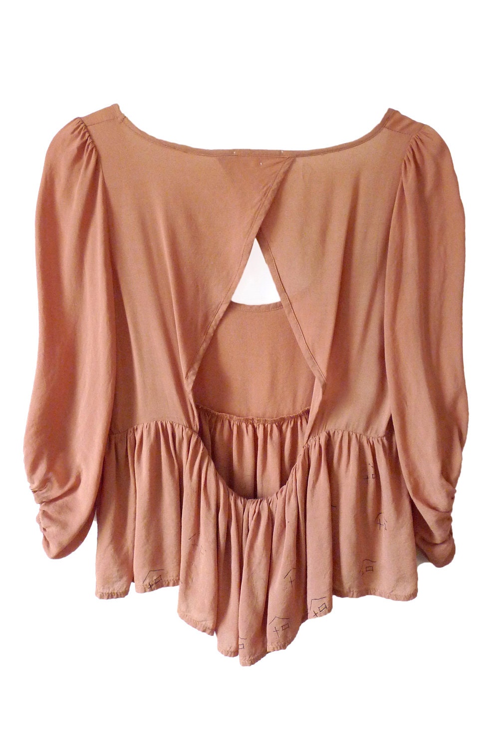 SALE: Dusty Coral Flowy Crop Top- Little Houses Print, Medium, Large