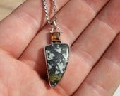 Citrine and Agate Sterling Necklace and chain. 925 Silver. Hallmarked.