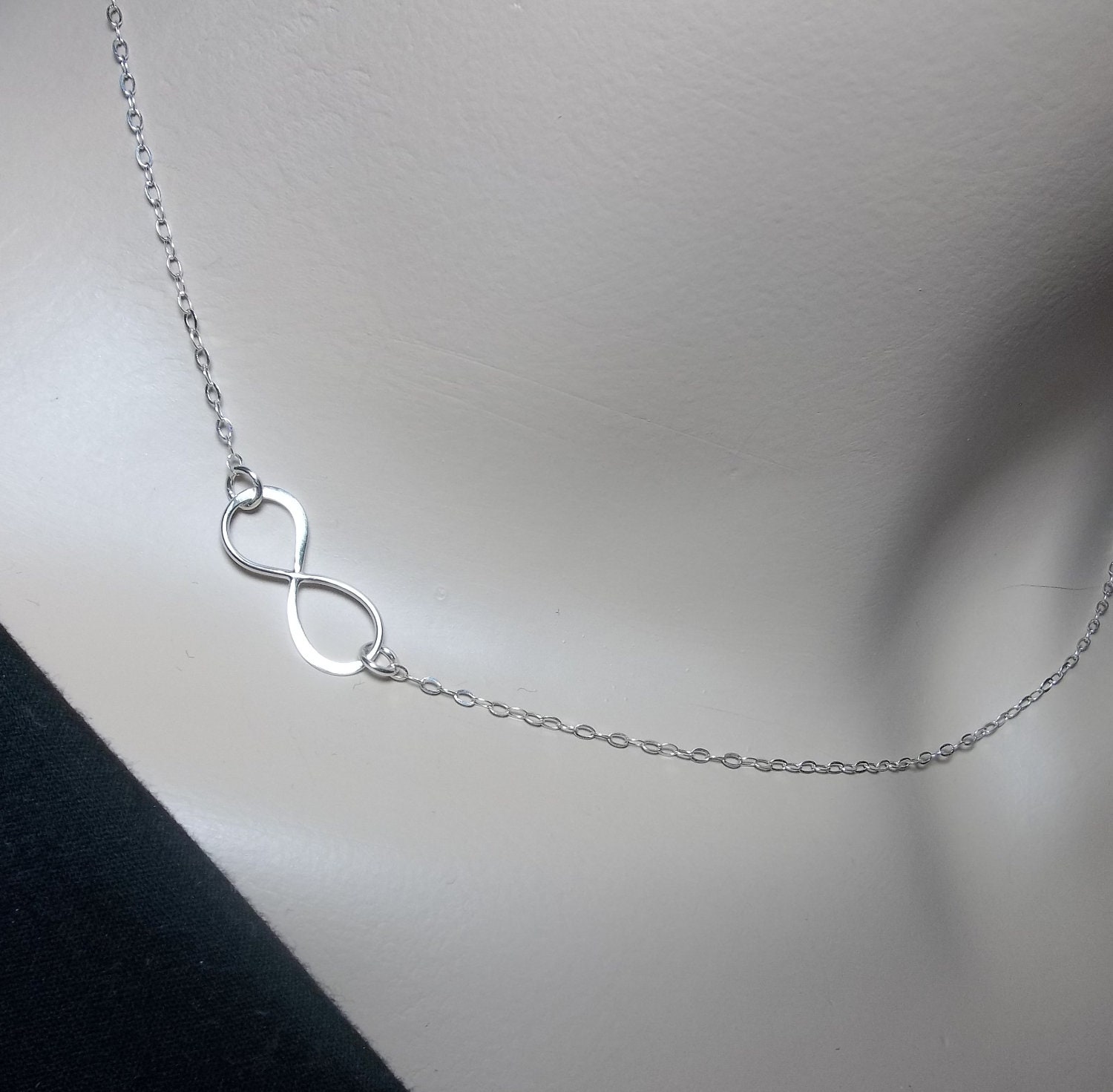 Infinity necklace - Sterling silver - sideways - Bridal jewelry- eternal Love - bond- forever - Hollywood jewelry -