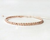 max. rose gold nuggets bracelet. adjustable wrap bracelet. thin gold bracelet. dainty bracelet.