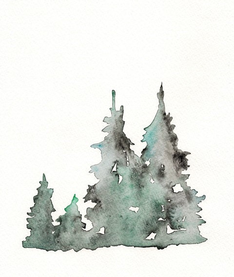 Winter's Edge / Winter Trees /  Watercolor Print - kellybermudez