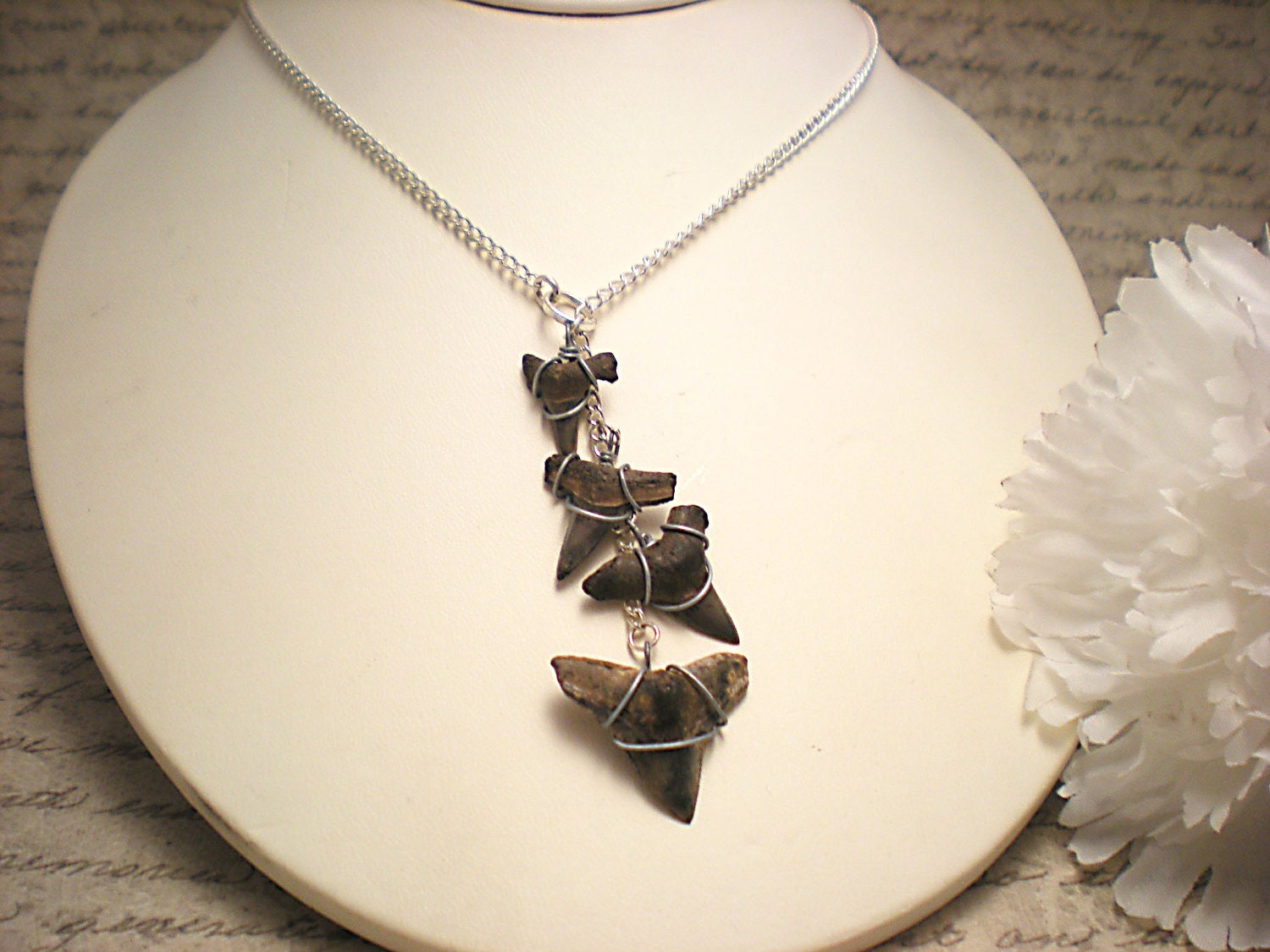 The Sydney- Fossil Shark Tooth Sterling Lariat Necklace- Shark Week