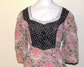 Lovely FLORAL Lace Cotton PRAIRIE Style Day Dress