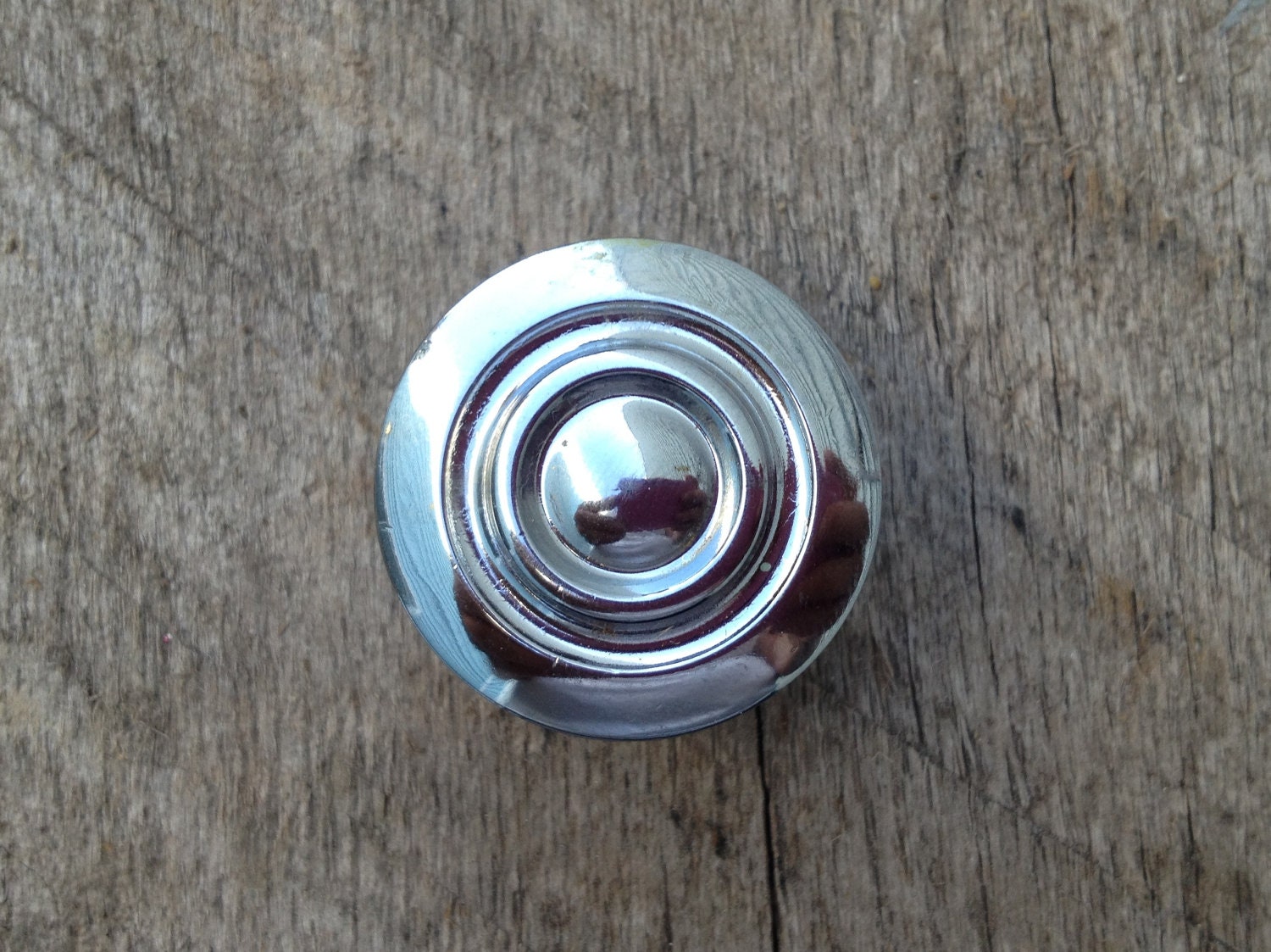 Vintage Polished Chrome Knob with Rings - Retro Amerock Knob 1 1/16" dia. (1.125 inch diameter) / 1960's Hardware