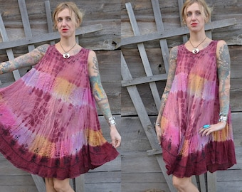 Vintage 80's Grateful Dead Dancing Marble'd Tie Die Dress