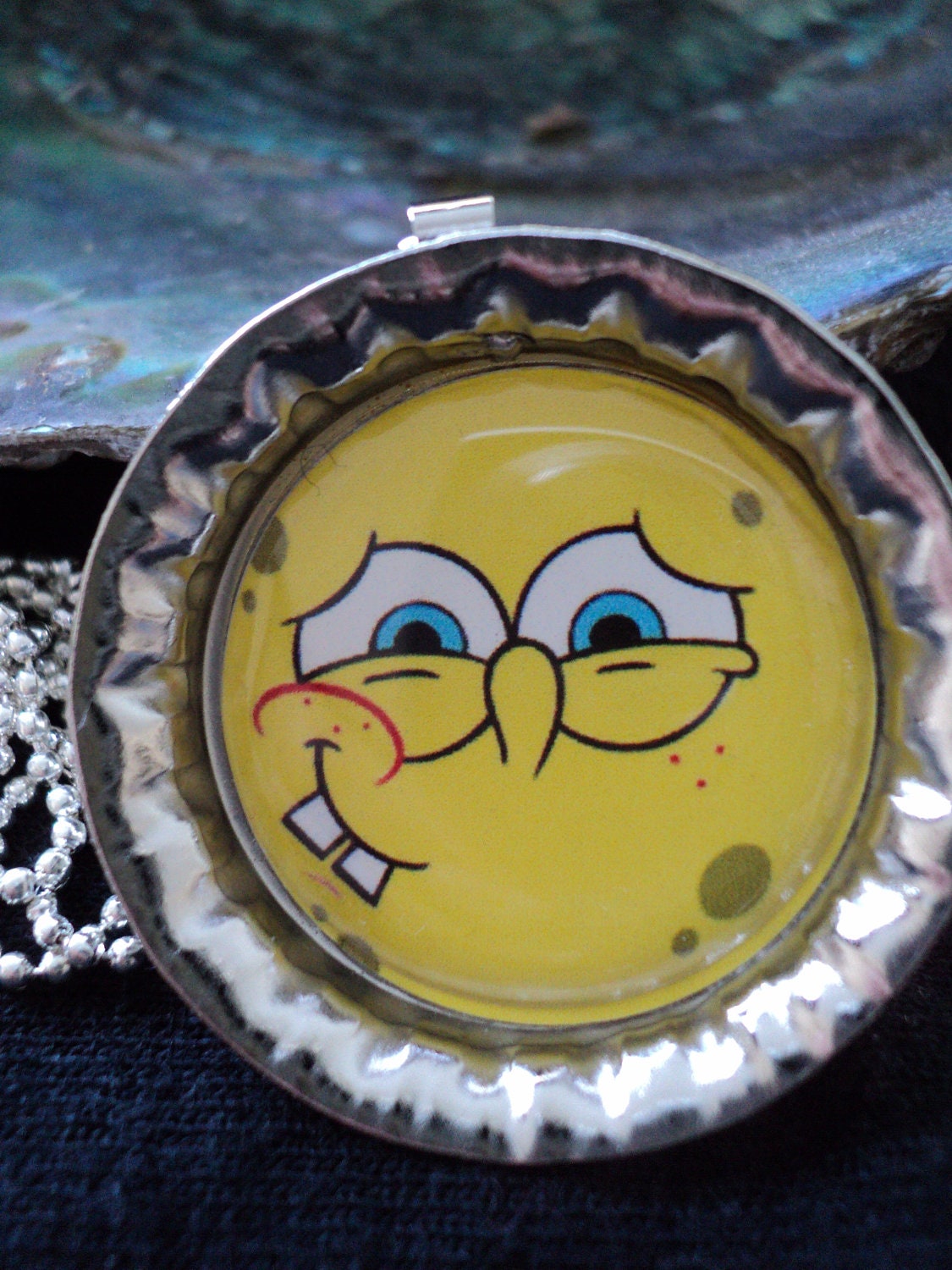 SpongeBob Square Pants with his Shy Smile Bottlecap Pendant