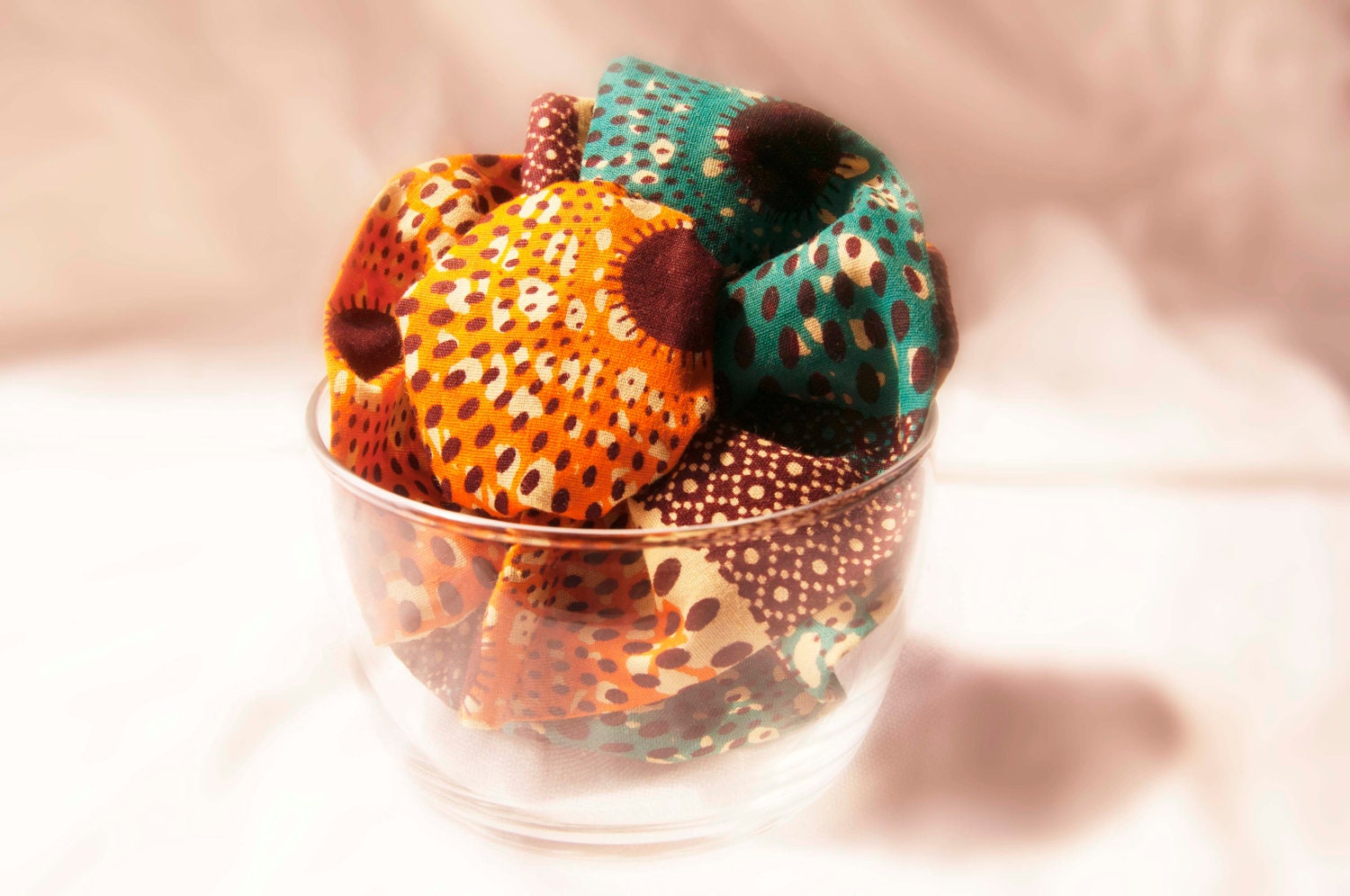 Sale - Orange African Print  Cotton Fabric Flower Hair Clip For her - Limited Edition - Ready to Ship