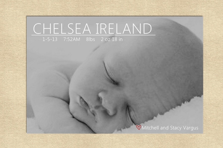 Buy evite announcements - Baby birth announcement (your choice of colors) simple design