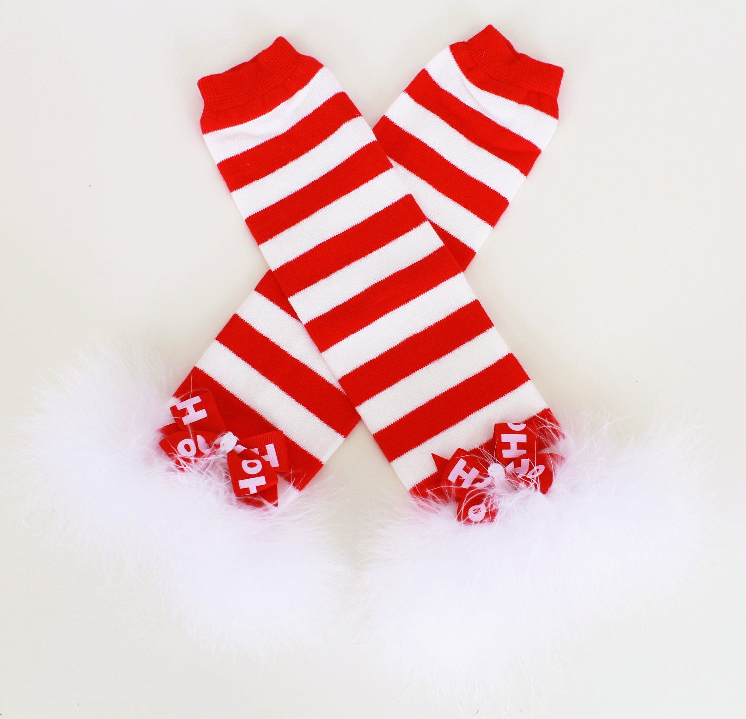 READY TO SHIP: Leg Warmers - Red and White Striped - Christmas Crush Custom Holiday Outfit Accessory - One Size - Cutie Patootie Designz Il_570xn