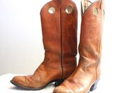 Vintage 70's Tony Lama Black Label Copper Leather Cowboy Boots