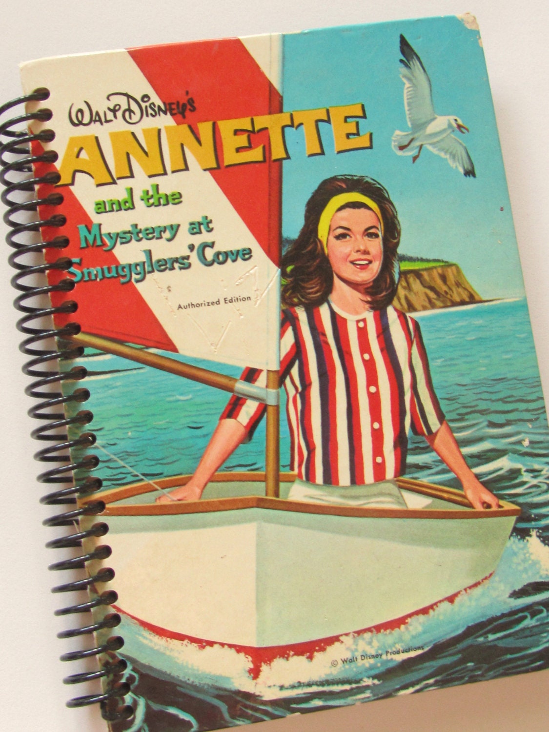 recycled DISNEY  book journal notebook VINTAGE Upcycled Spiral Bound - ANNETTE Funicello