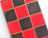 NOTEPAD NOTEBOOK Checker Board Book  Recycled Upcycled Red and Black
