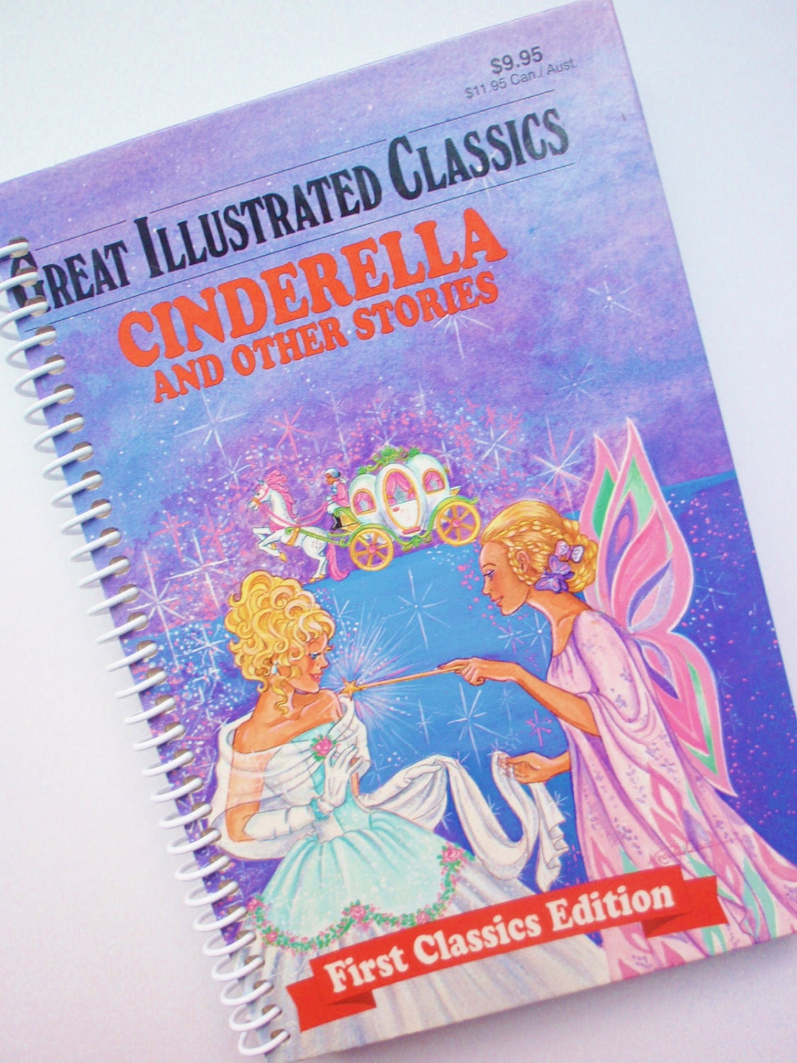 Princess diary CINDERELLA  journal notebook Classic Book Recycled Upcycled Spiral Bound paper