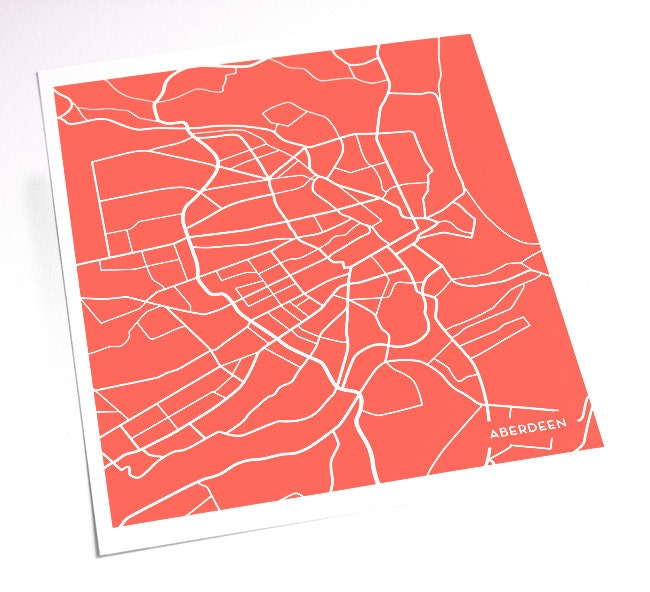 Aberdeen UK Street Map Art Print  / Custom City Artwork / 8x10 / Your color choice