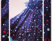 Vintage 1980s Victor Costa Party Dress in Red White and Blue Polka Dots Size Small