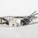 Beaded Leather Bracelet - Silver Czech Glass Beads Silver Color Metal Baby Elephant Button Boho Bohemian Shabby Chic