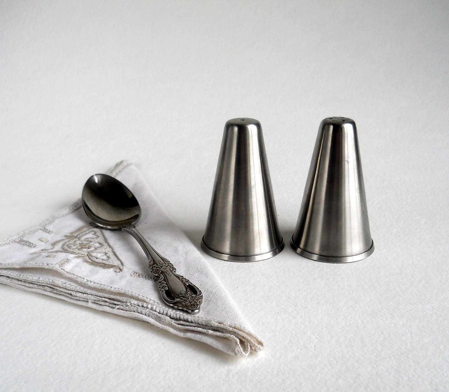 Vintage Oneida Stainless Steel Salt and Pepper by whatnotsandsuch