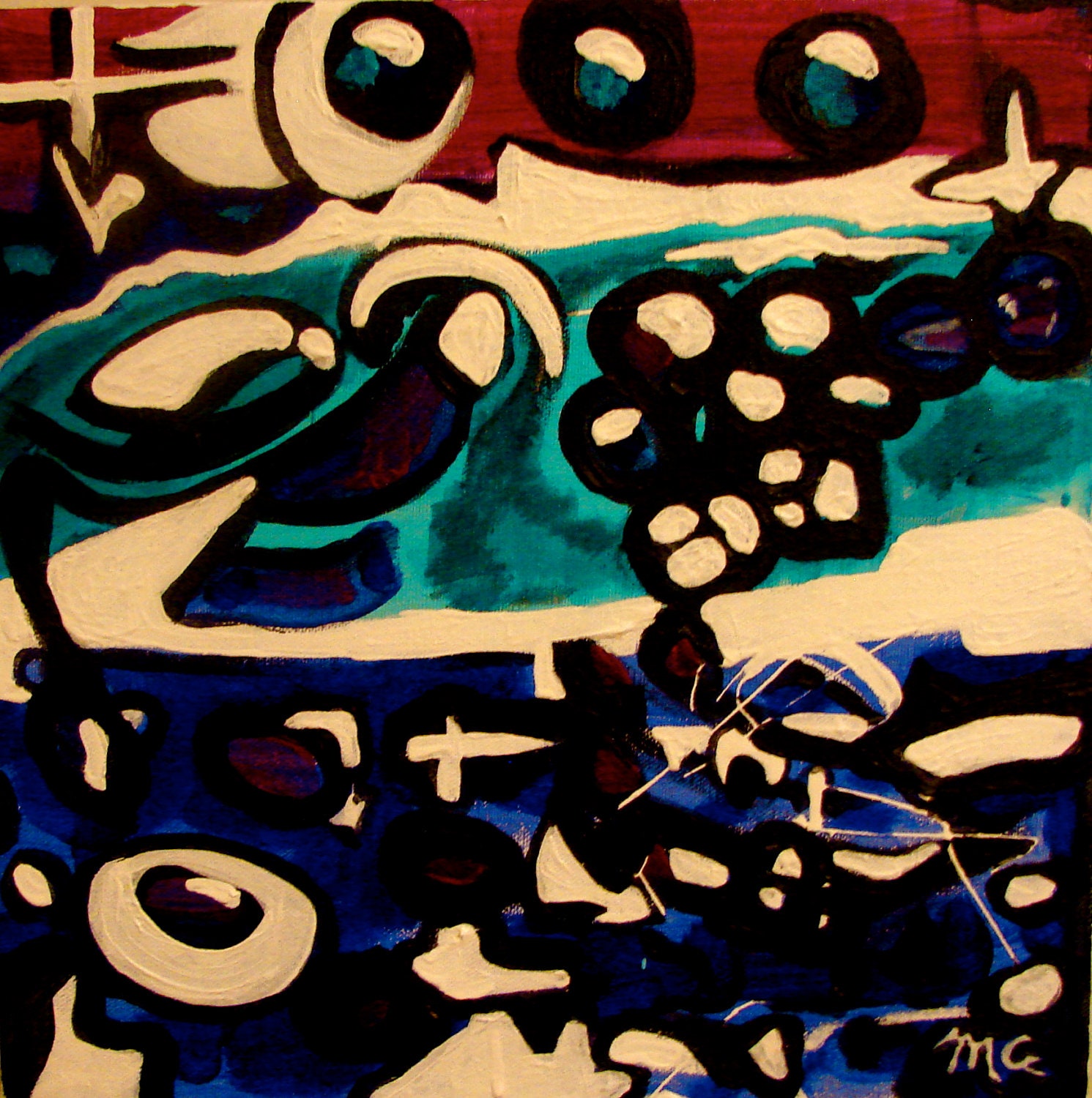 Abstract Acrylic Painting Original Abstract Expressionism 12 x 12 by Mary Gaspar