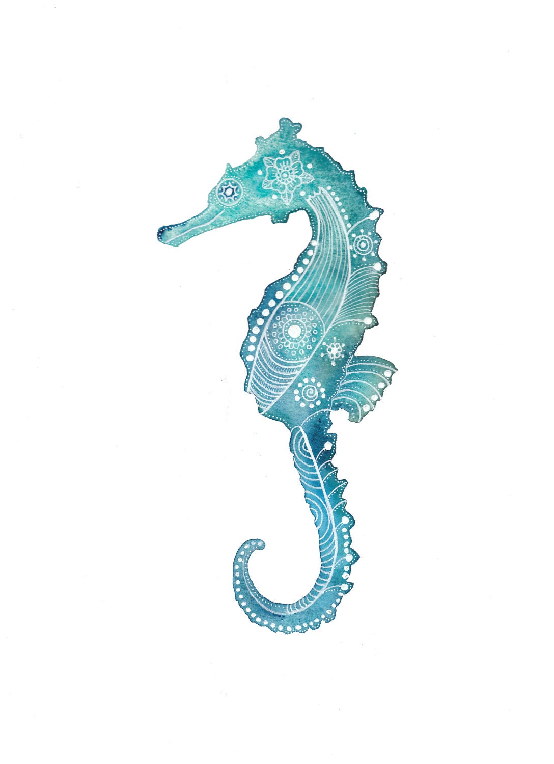 Turquoise Seahorse Archival Art Print