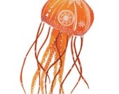 Orange JellyFish Archival Art Print