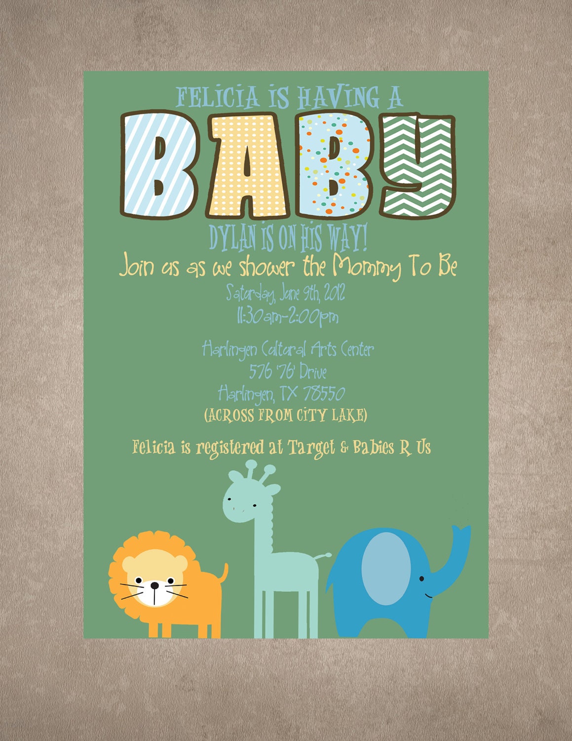Animal/Safari Baby Shower/Birthday Invite-Print your own Il_570xn