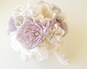 Custom fabric flower bouquet, Vintage weddings, Bridal bouquet with brooches and laces, Alternative bouquet