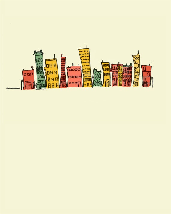 Petite City - 8x10 Print - Pen and Ink Illustration