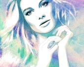 Opal Sunrise - Watercolor Fashion Illustration Print Vogue Beauty Cover