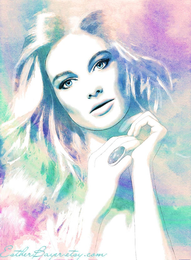 Opal Sunrise - Watercolor Fashion Illustration Print Vogue Beauty Cover