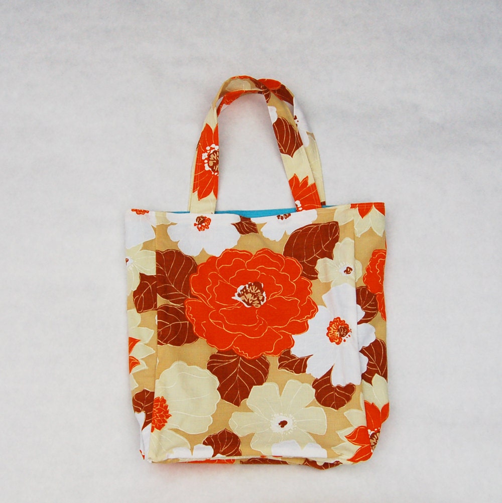 craft hobby bag, vintage fabric tote, multi purpose carryall, gift for her under 50 by greenbugmarketplace