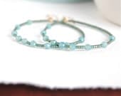 Beaded Hoop Earrings Blue Green Opal - PALISADES Collection