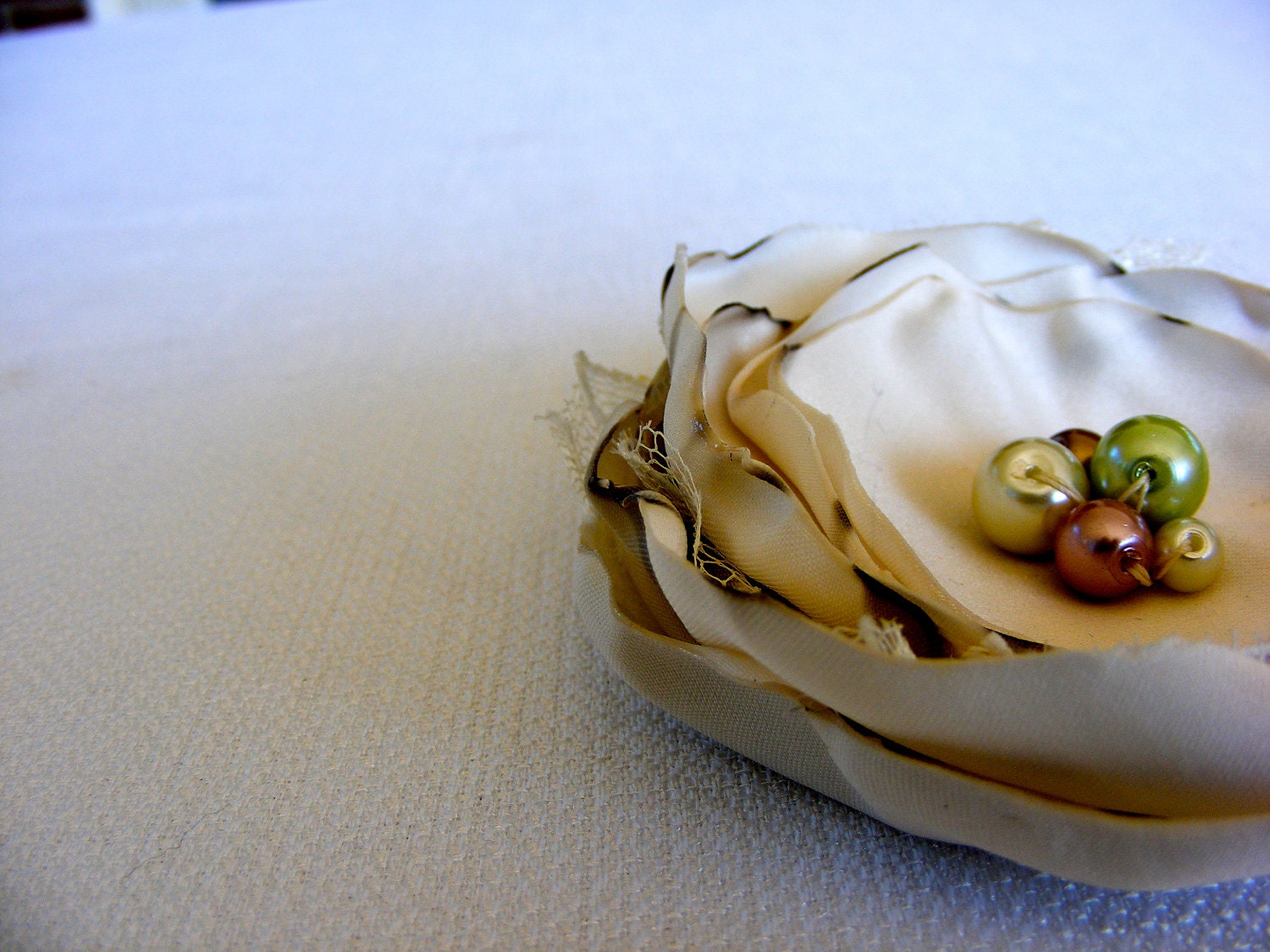 Hair Clip Cream Ivory Brooch Fascinator Pin Bridal, Winter Wedding Accessory