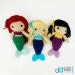 Three Mermaid Sisters - Crochet Plush Dolls - Set of 3