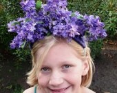 Frida Inspired Floral Crown, Purple Lilac Headpiece, Flower Costume, Alice in Wonderland,  Bridal Headpiece, Flower Girl Wedding