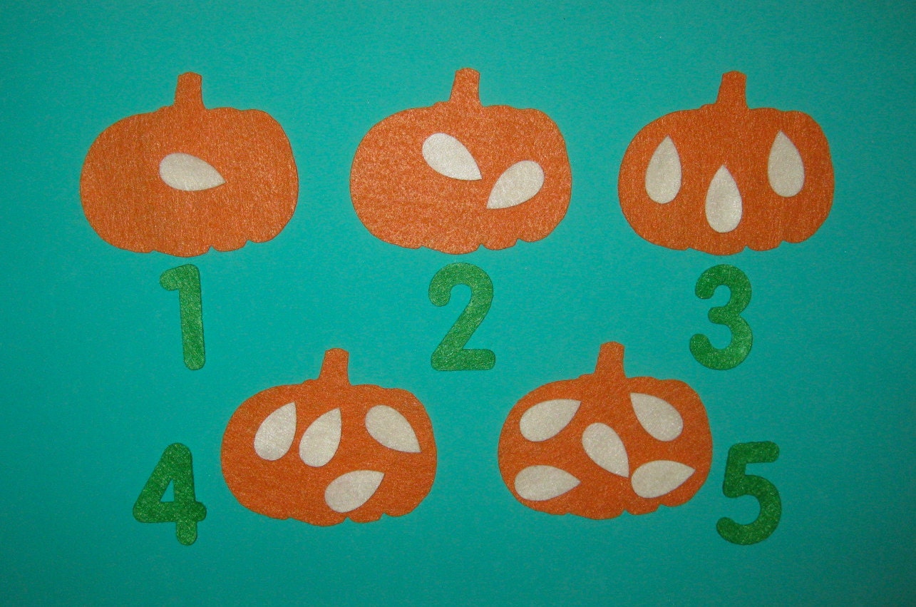 Felt Pumpkin Seed Counting  &  Pumpkin Count 1-5, or Seed Counting 1-15 Flannel Board Story