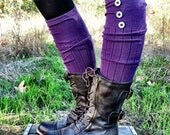 Purple Button Leg Warmer Boot Socks Leg Warmers - Over the Knee Stretchy Pretty Socks