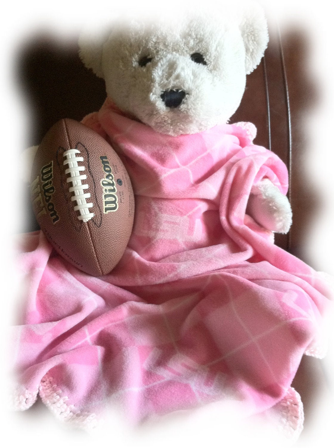 LSU Louisiana State Pink Argyle Girls College Football Fleece Sports Baby Blanket
