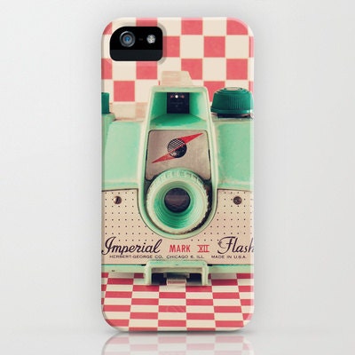 iPhone 5 Case, iPhone 5, Iphone 4, retro camera, girly girls feminine, red, mint, colour colourful, accessory, hipster, geek, blue