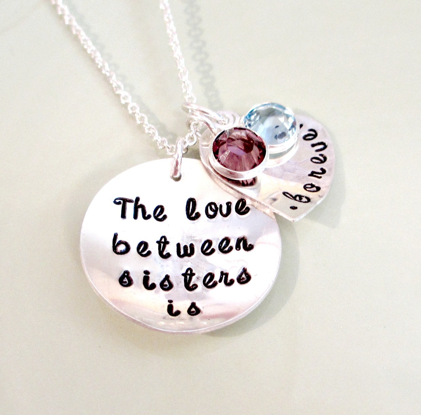 Sister Necklace Hand Stamped Sisters by ForeverHeartPrints