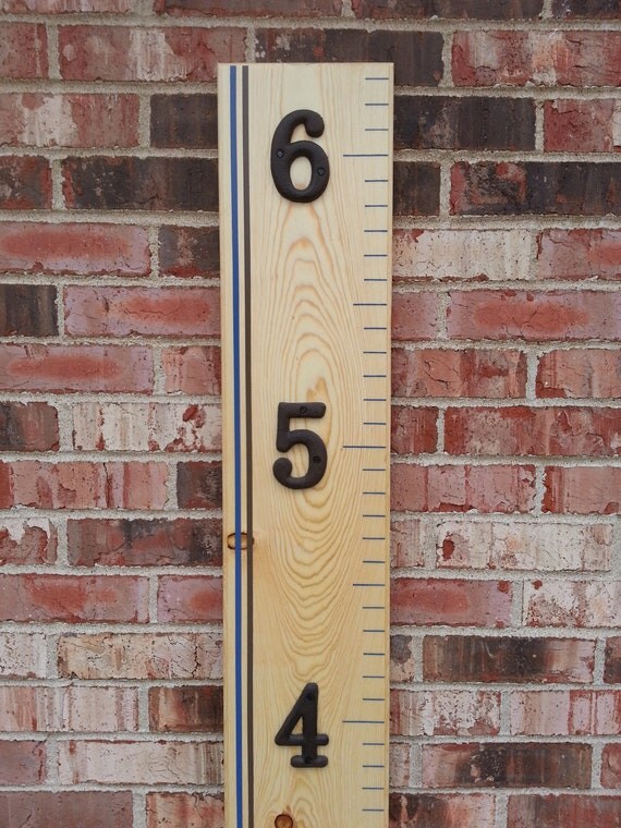 Wooden Growth Chart Ruler - Natural Stain With Rustic Numbers and Routed Edge