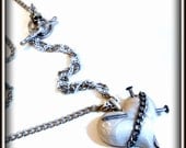 Tortured White Heart Necklace w/ Nails & Chain