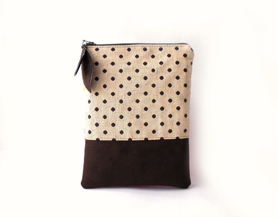 iPad mini case, iPad mini sleeve, iPad mini cover, Chocolate brown , Polka dots