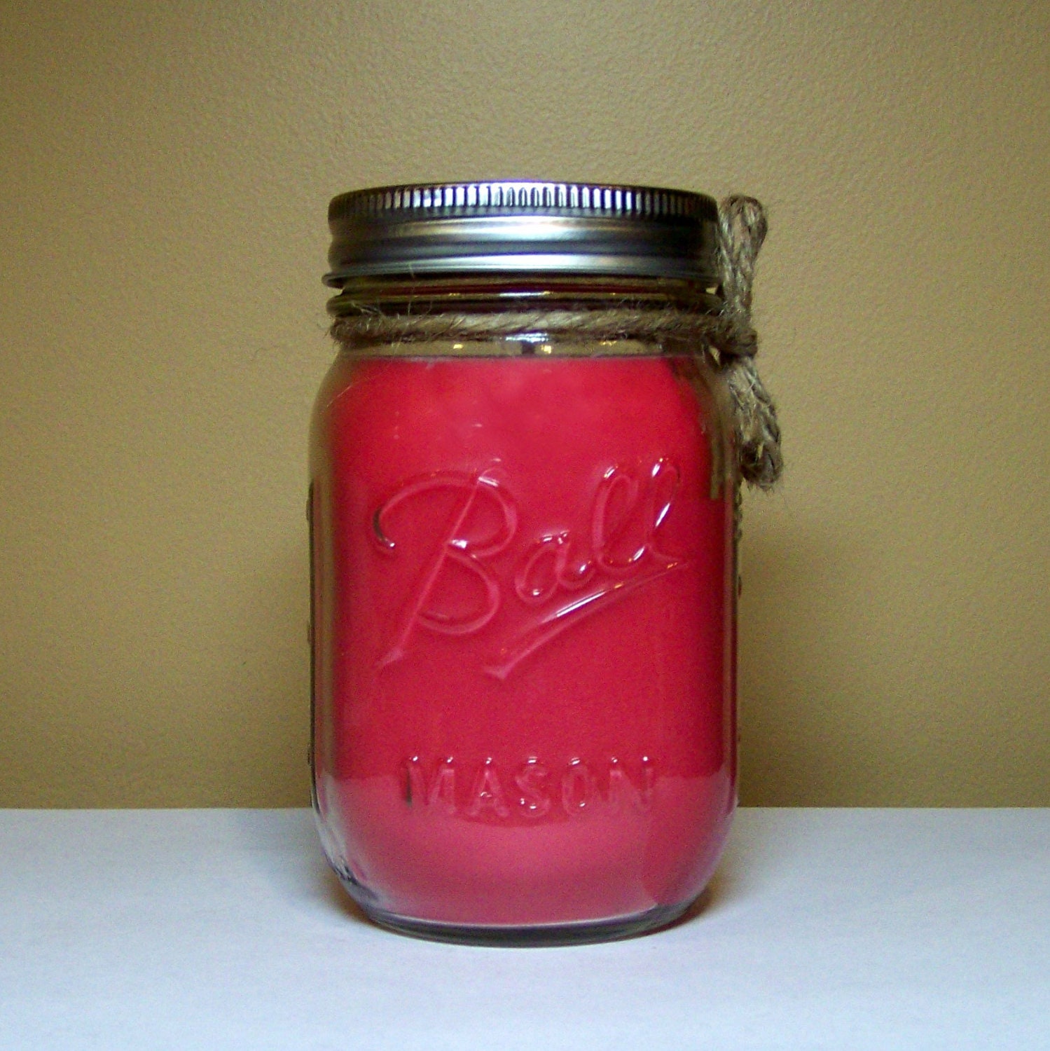 Pomegranate Scented Soy Mason Jar Candles, Red Candles