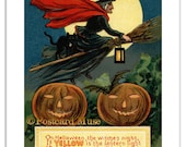 Classic Halloween Witch Vintage Postcard Image Greeting Card HA005