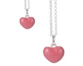 pretty small pink enamel heart silver pendant sterling silver necklace, keepsake gift, present, bridesmaid jewellery, handmade, uk, jewelry
